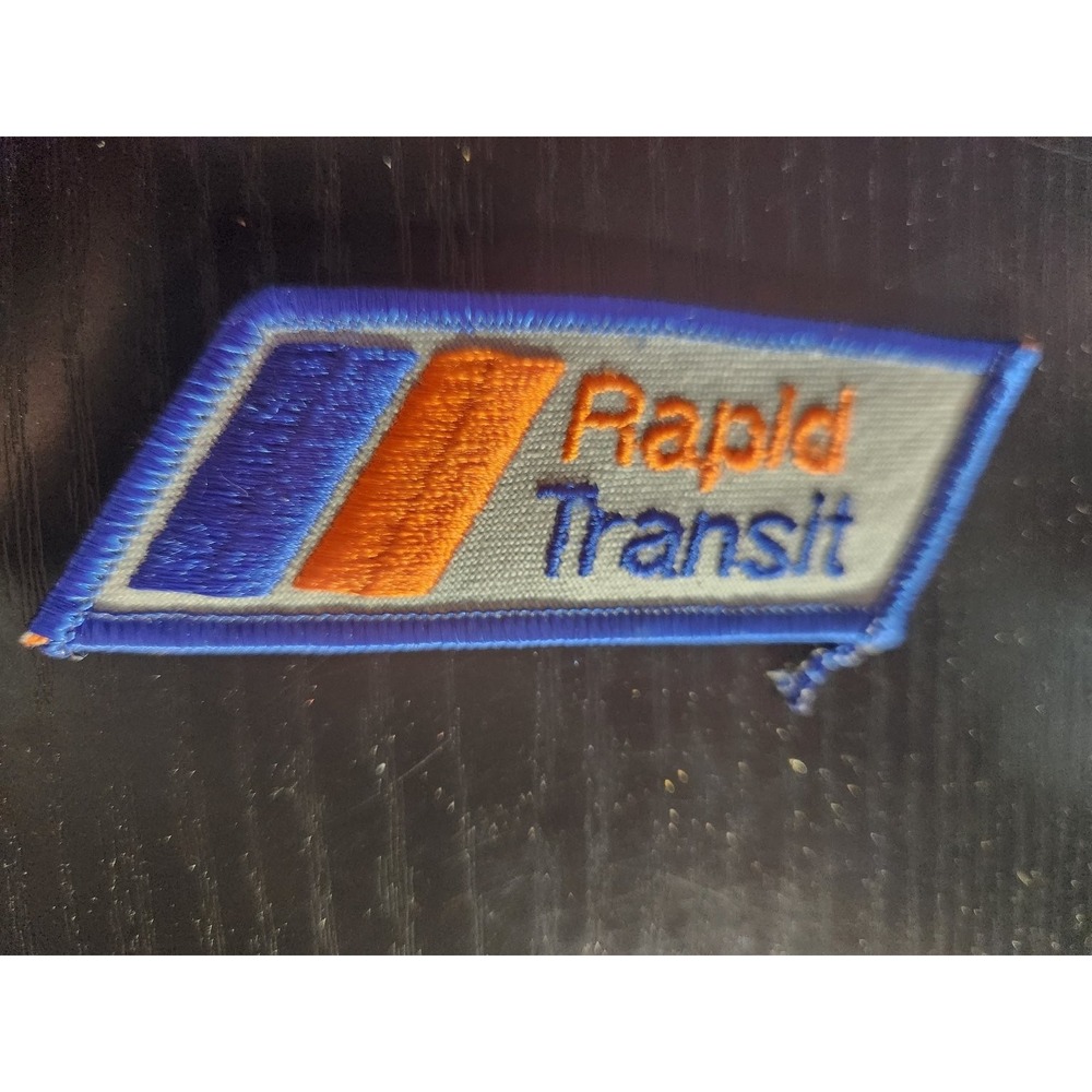 Rapid Transit Patch Embroidered Sew-On Blue Orange Transportation Logo 1x3